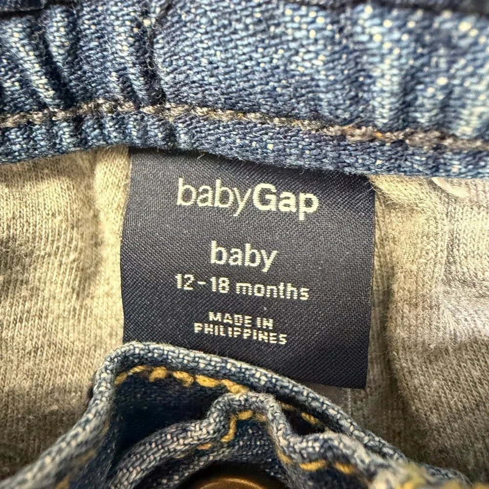 Baby Gap 12-18 Months Jersey Lined Denim Jeans Blue‎ Snap Inseam Straight Leg